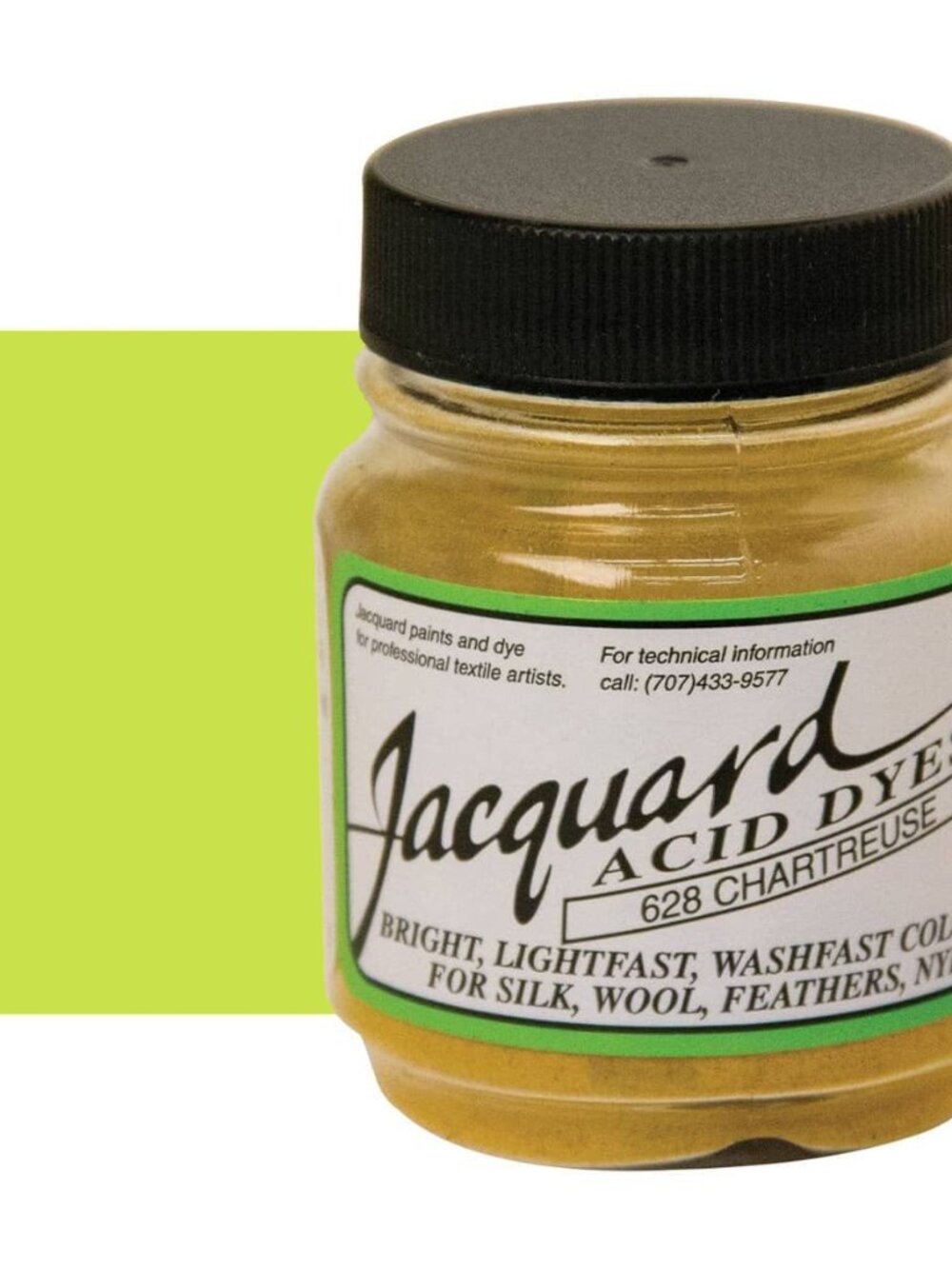 Jacquard Acid Dyes Chartreuse Green 628 .5 Oz Jar Wool Silk Nylon Cashmere NEW